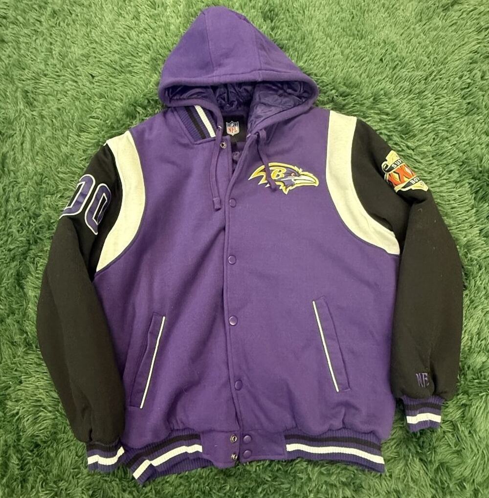 NFL Baltimore Ravens Super Bowl XXXV Champions Varsity Hooded Jacket XL